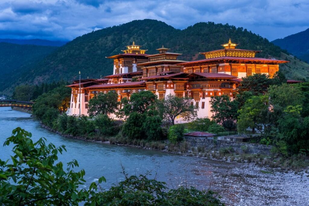 Punakha Dzong in Evening Lighting